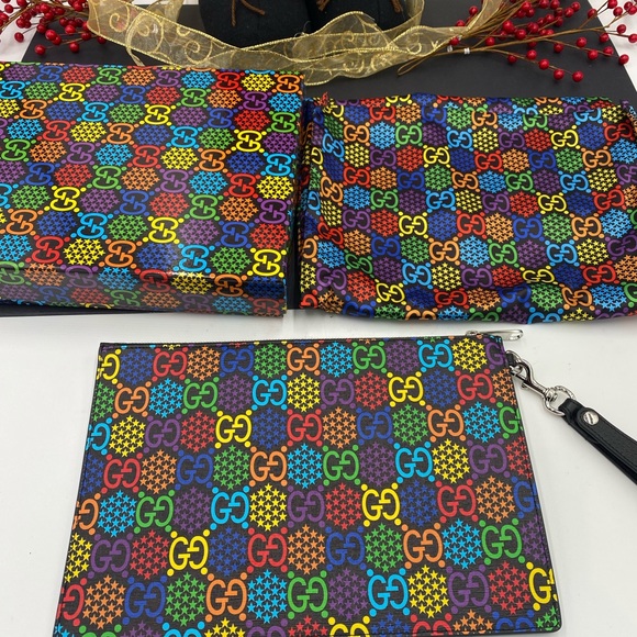 Gucci supreme Psychedelic print GG canvas coated zip pouch made in Italy - Picture 2 of 13